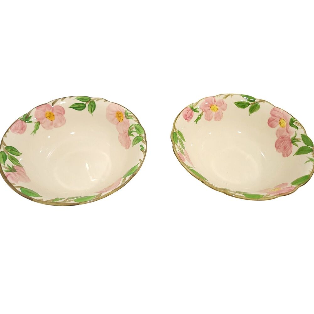 Franciscan Floral Bowl‎ Set of 2 Pink Flowers Scalloped Cottagecore USA